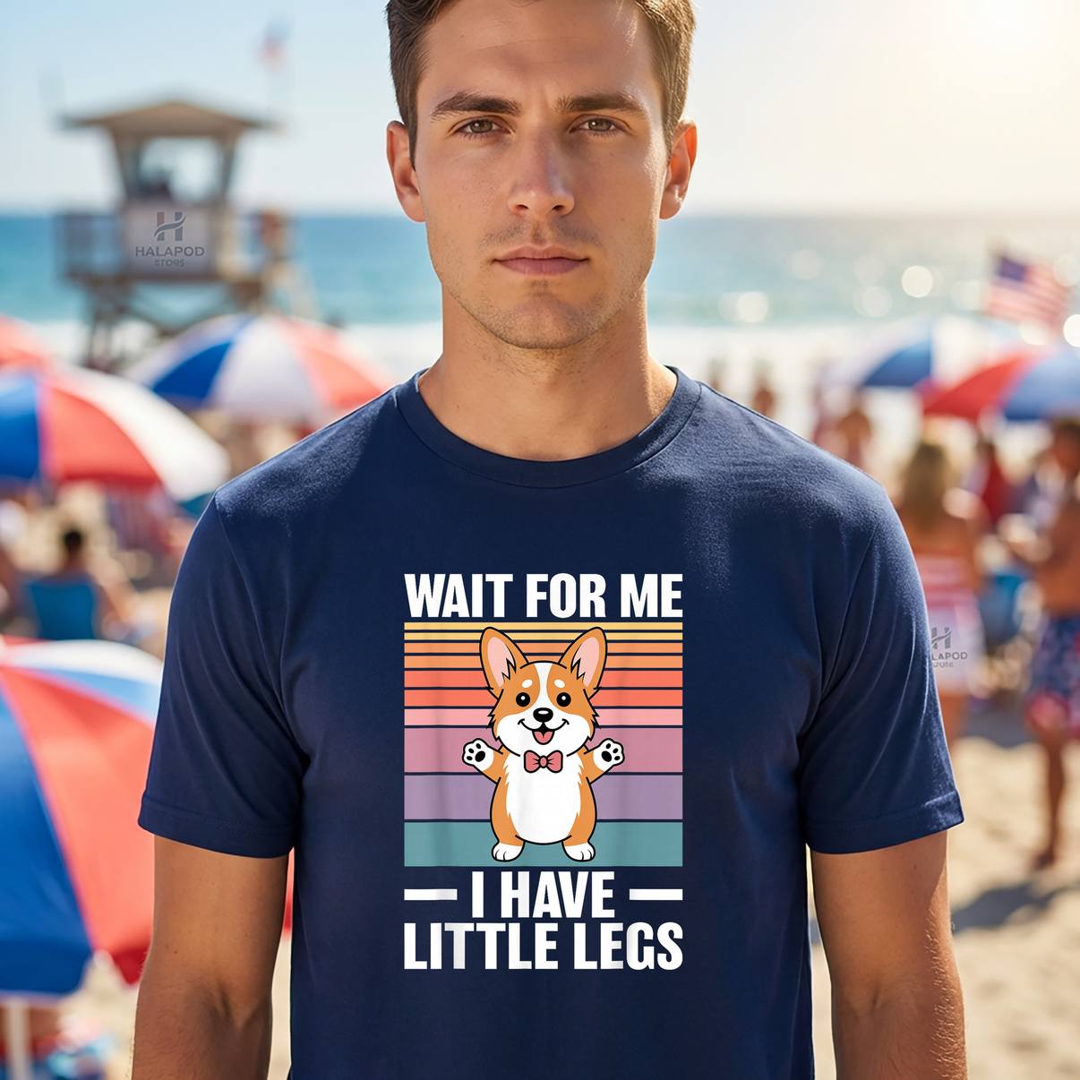 Wait For Me I Have Little Legs T-Shirt Funny Corgi Dog Graphic Apparel Men