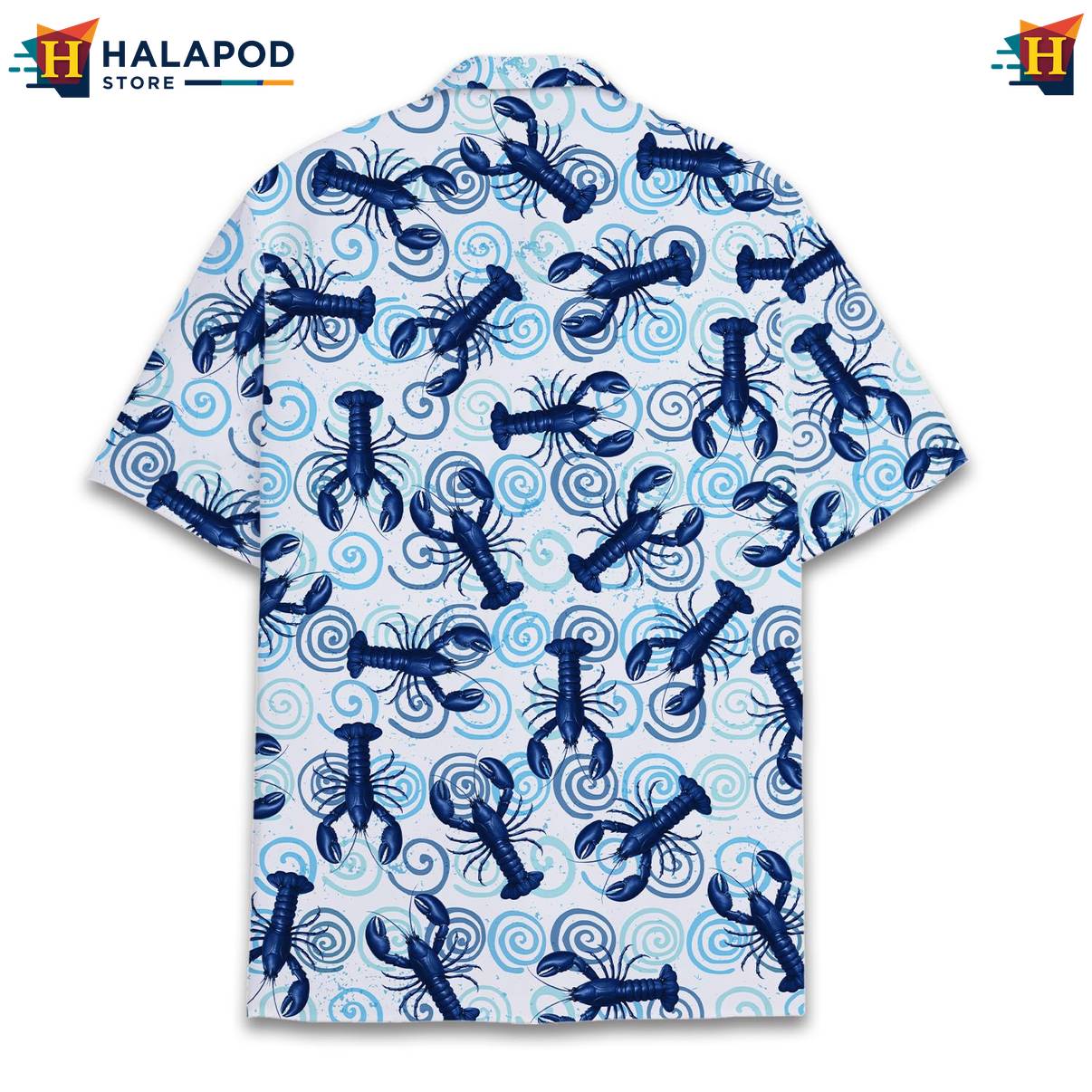 White Lobster Retro Tropical Shirt Funny Alien UFO Short Sleeve Button Down