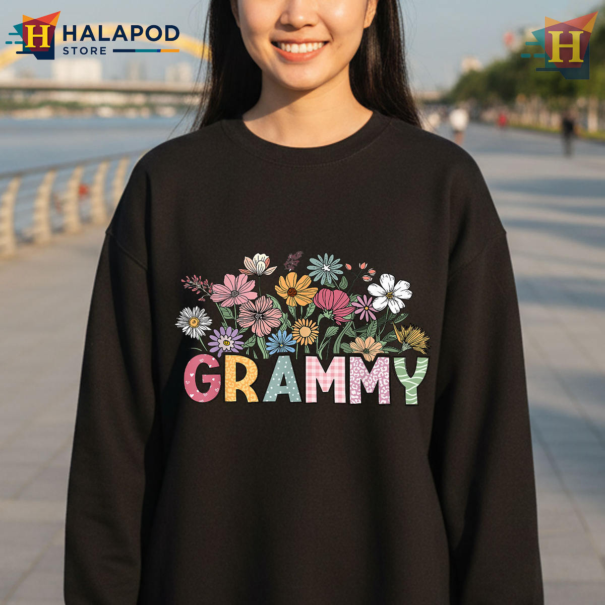 Wildflower Grammy Floral Gift Mothers Day Shirt For Grandma