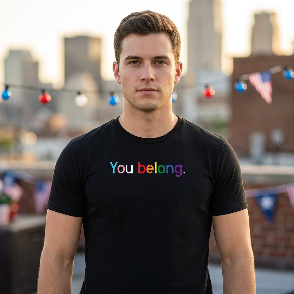 You Belong LGBTQ Ally T-Shirt Gay Pride Month Rainbow Funny Graphic Design Mens