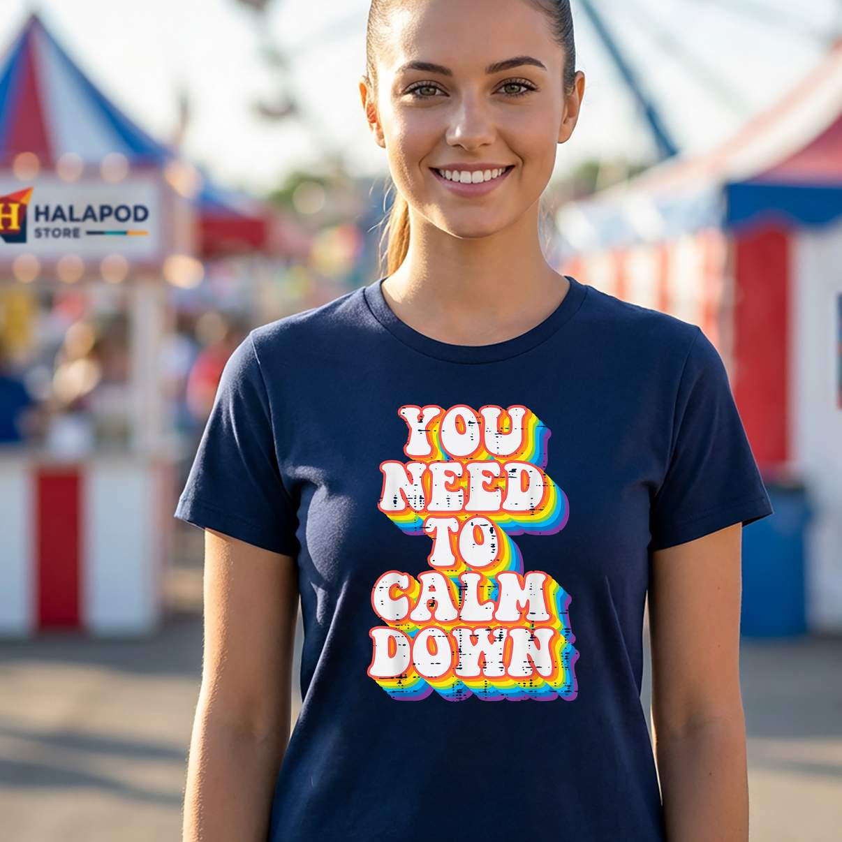 You Need To Calm Down Gay Shirt Rainbow Pride Flag LGBTQ Funny Graphic Womens