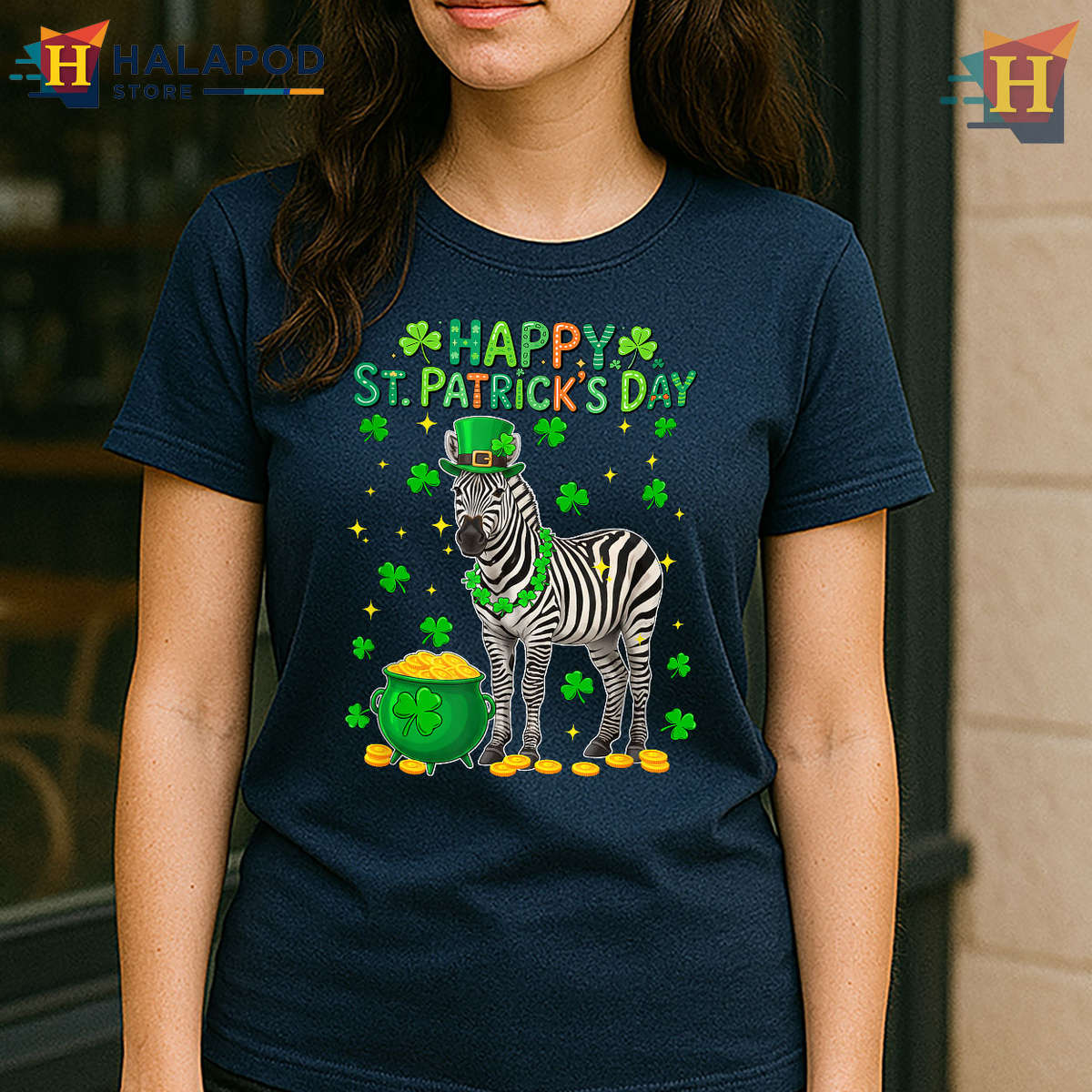 Zebra Shamrocks Kids Graphic St Patrick's Day T Shirts
