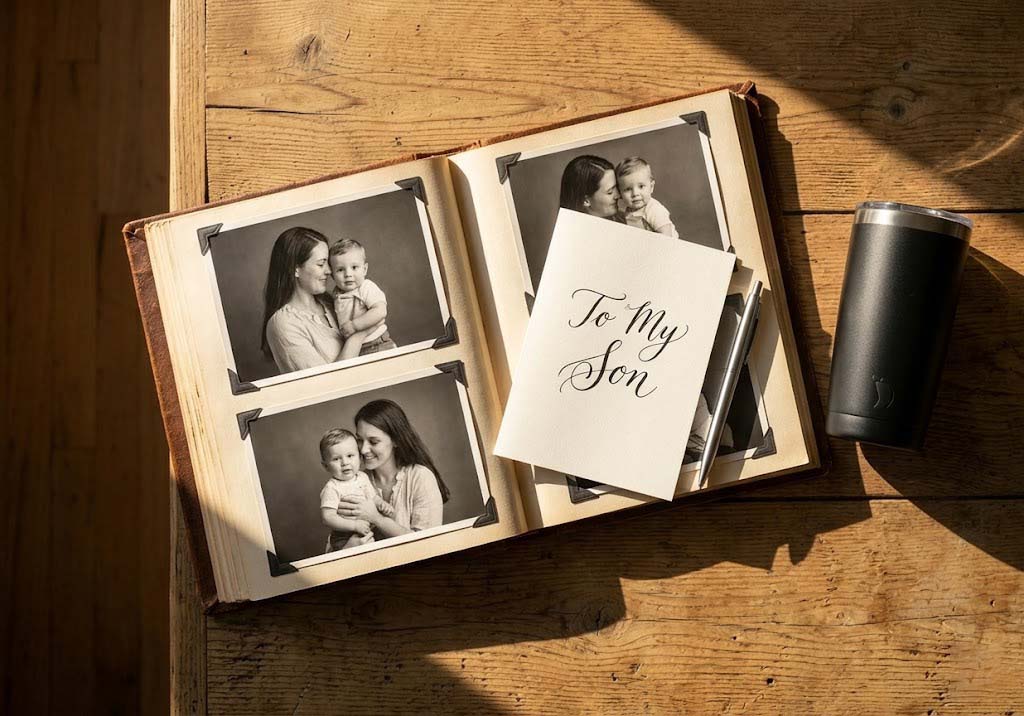 Mother son happy fathers day to my son quotes and vintage photo album