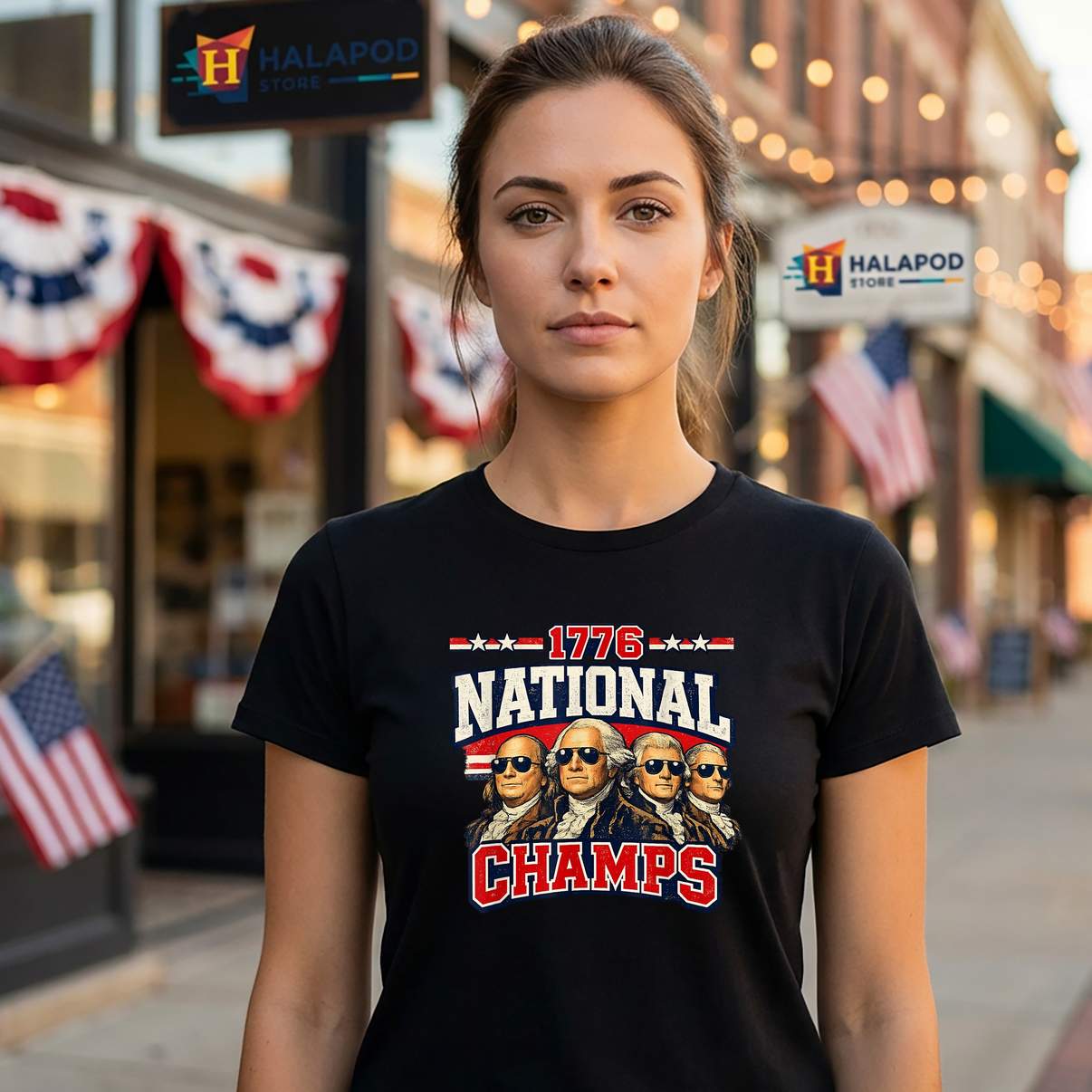 1776 National Champs Patriotic TShirt Funny Founding Father Graphic Men