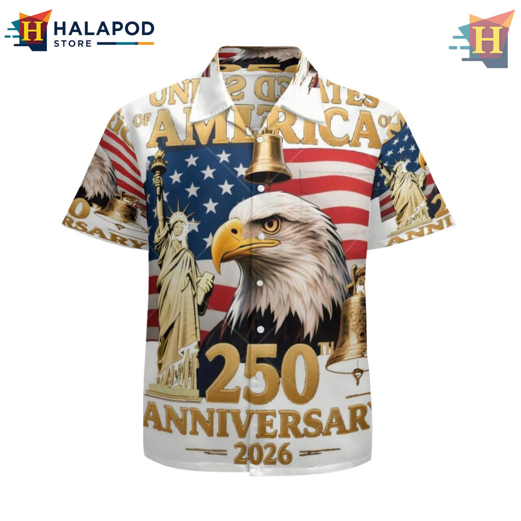 250th Anniversary Art Print Hawaiian Shirt 2026 Patriotic Independence Gear