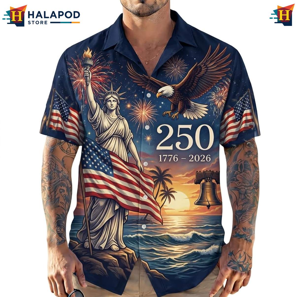 4th Of July Hawaiian Shirt Mens Short Sleeve Button Down Independence Day