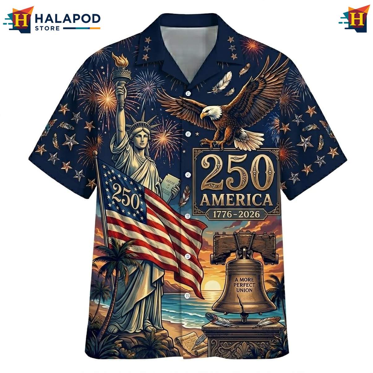 4th Of July Independence Day Hawaiian Shirt Short Sleeve Button Down Tops