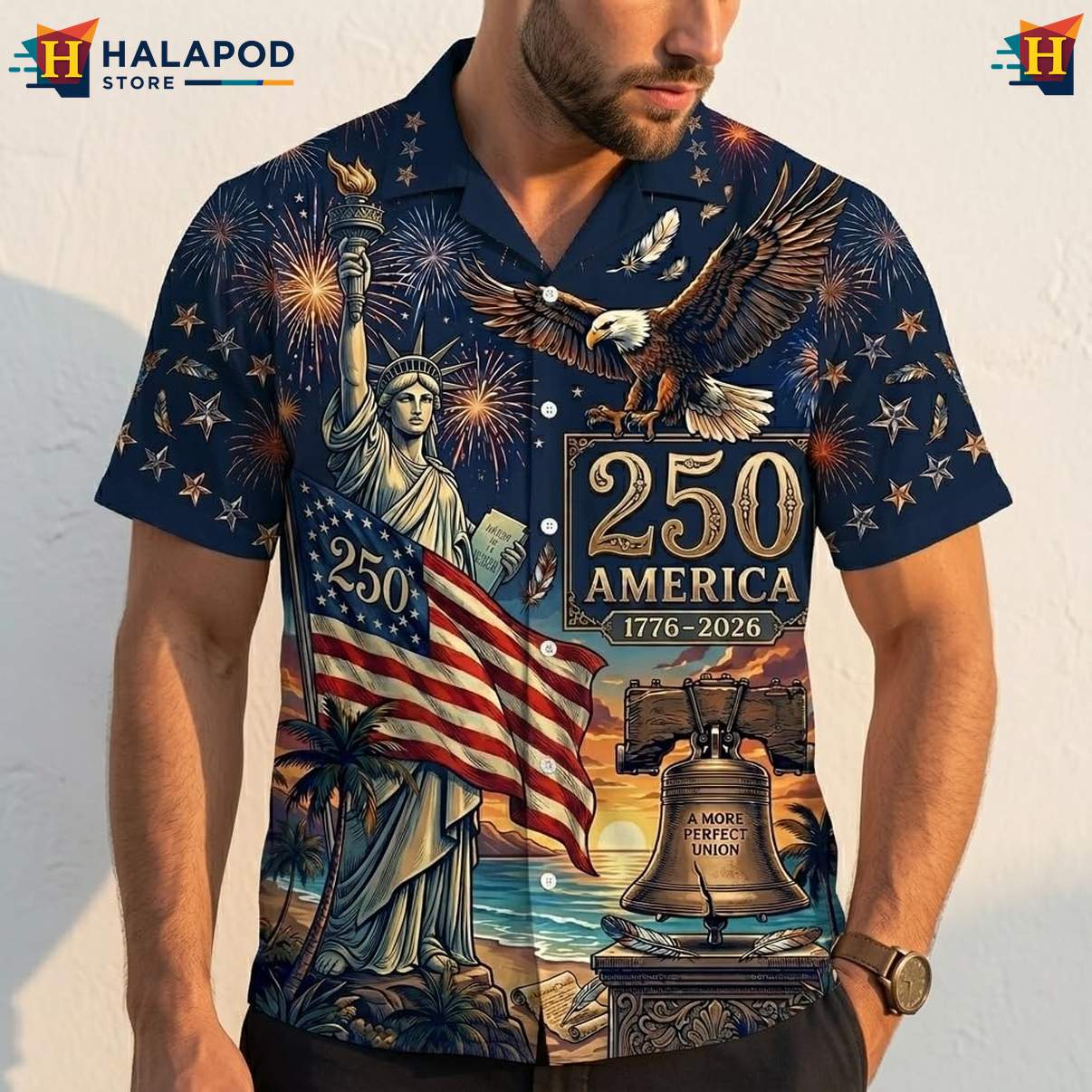 4th Of July Independence Day Tropical Shirt Short Sleeve Button Down Tops