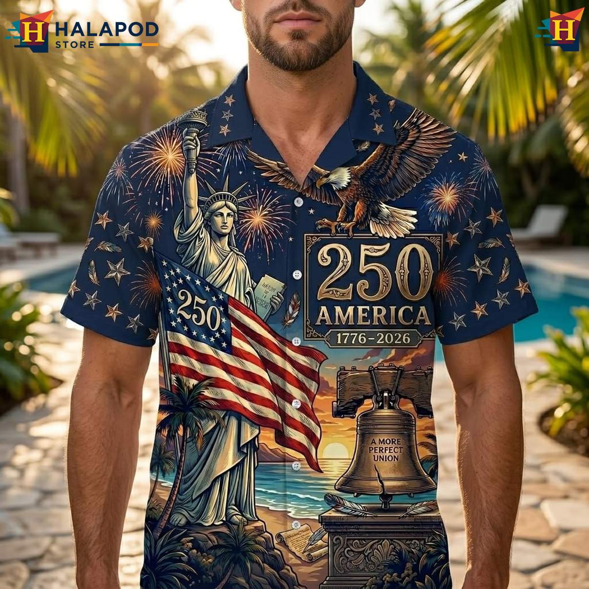 4th Of July Independence Day Aloha Shirt Short Sleeve Button Down Tops