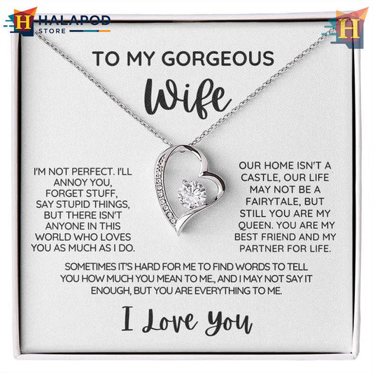 To My Gorgeous Wife Necklace Romantic Love Message Gift From Husband