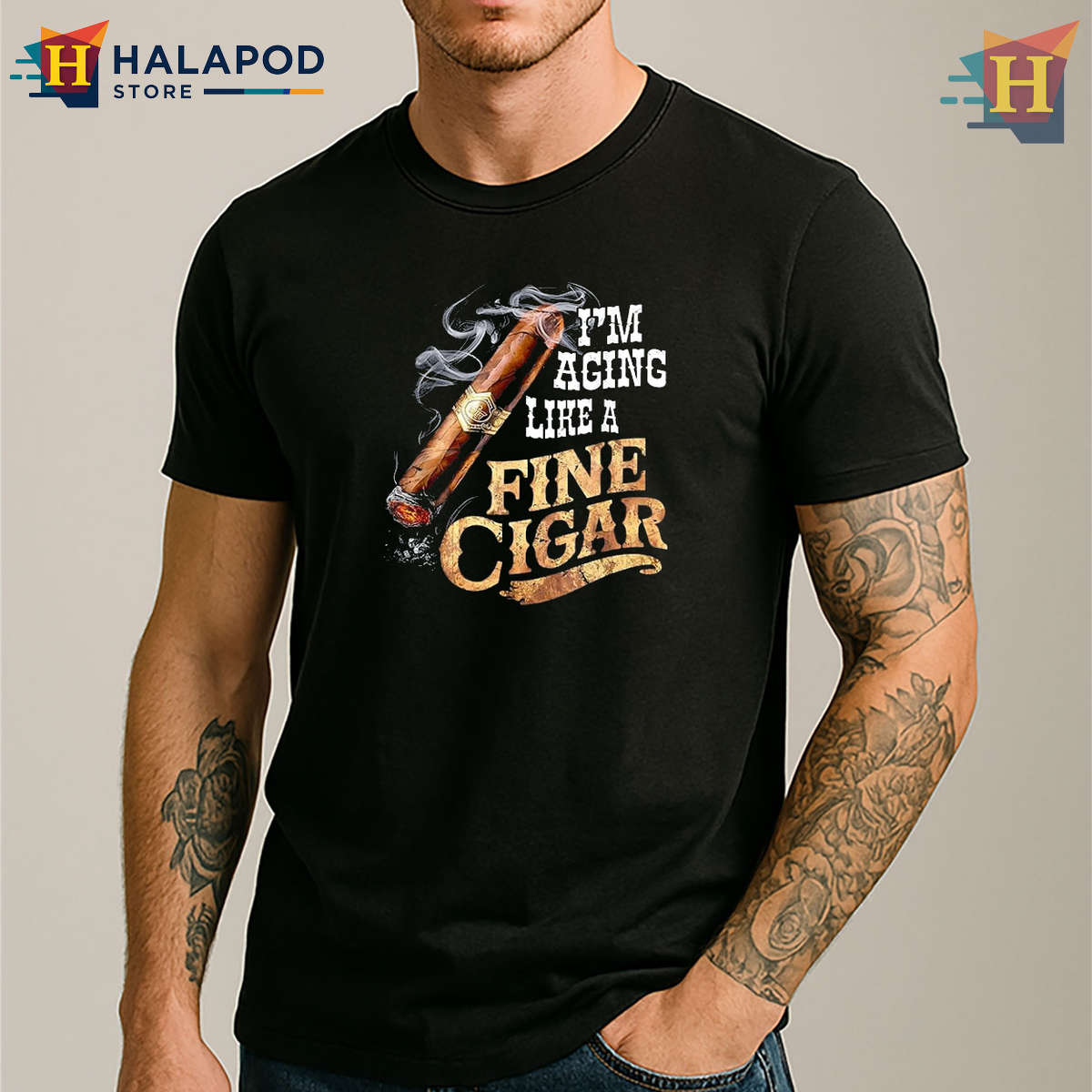 Aging Like Fine Cigar Shirt Funny Dad Fathers Day Adult Humor Tee