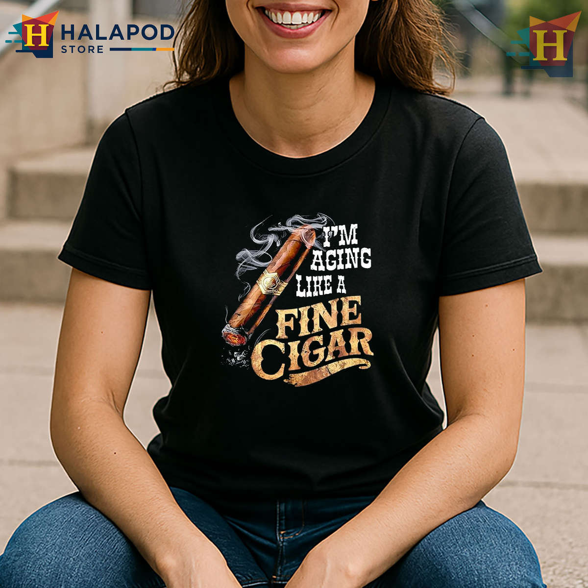 Aging Like Fine Cigar Shirt Funny Dad Fathers Day Adult Humor Tee