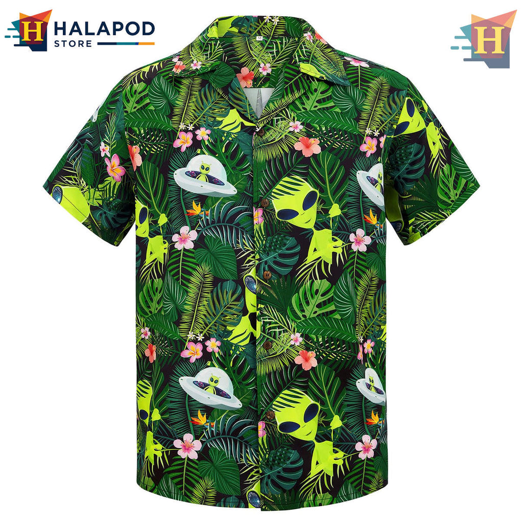 Alien Floral Print Novelty Hawaiian Shirt 2026 Casual Beach Mens Fan Apparel