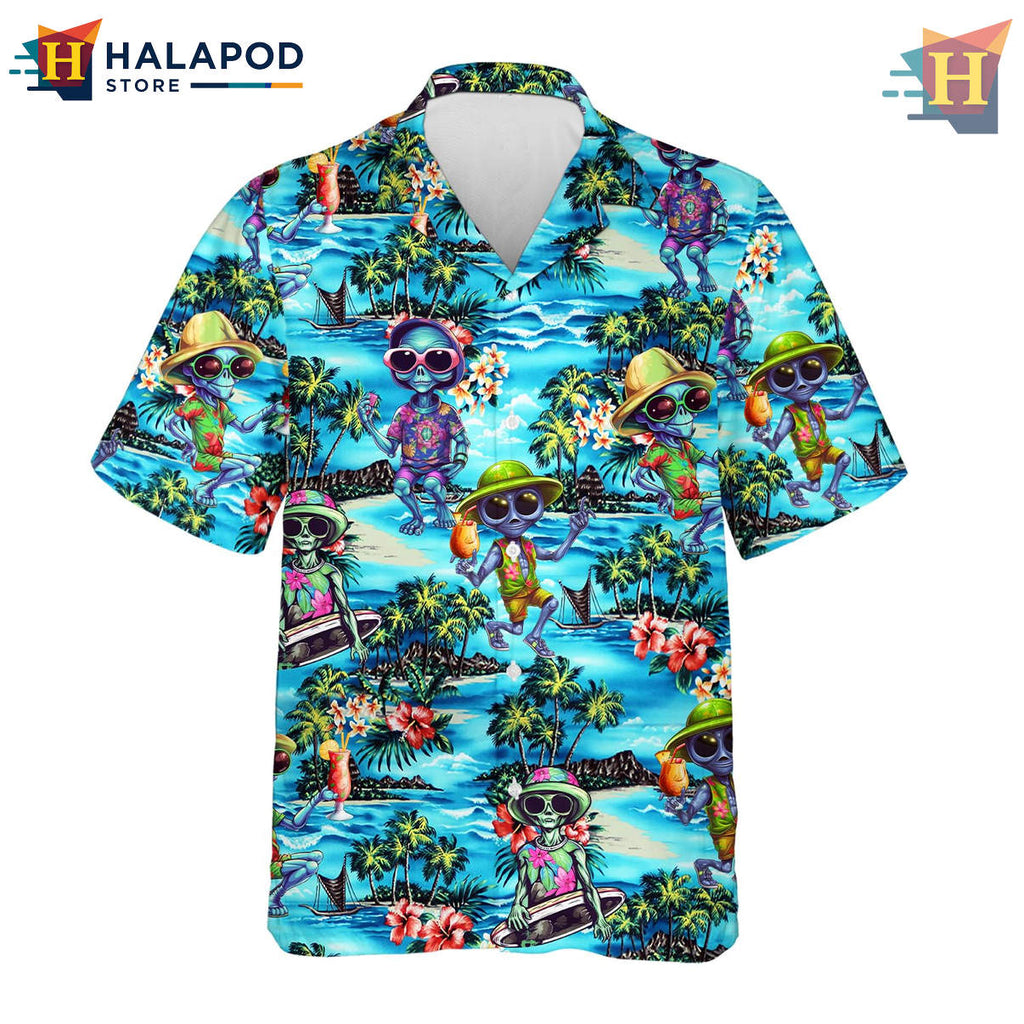 Alien Tropical Summer Beach Hawaiian Shirt 2026 Novelty Mens Fan Apparel Gear