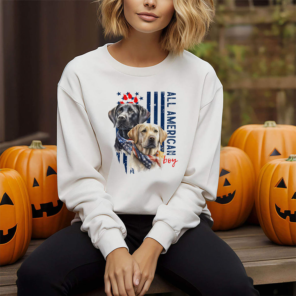 All American Boy Lab Shirt Patriotic USA Flag Dog Owner Casual Graphic Mens