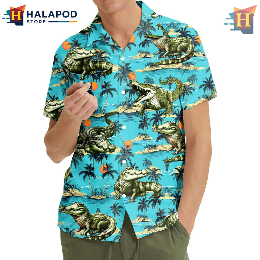 Alligator Tropical Hawaiian Shirt 2026 Summer Beach Casual Mens Fan Apparel Gear