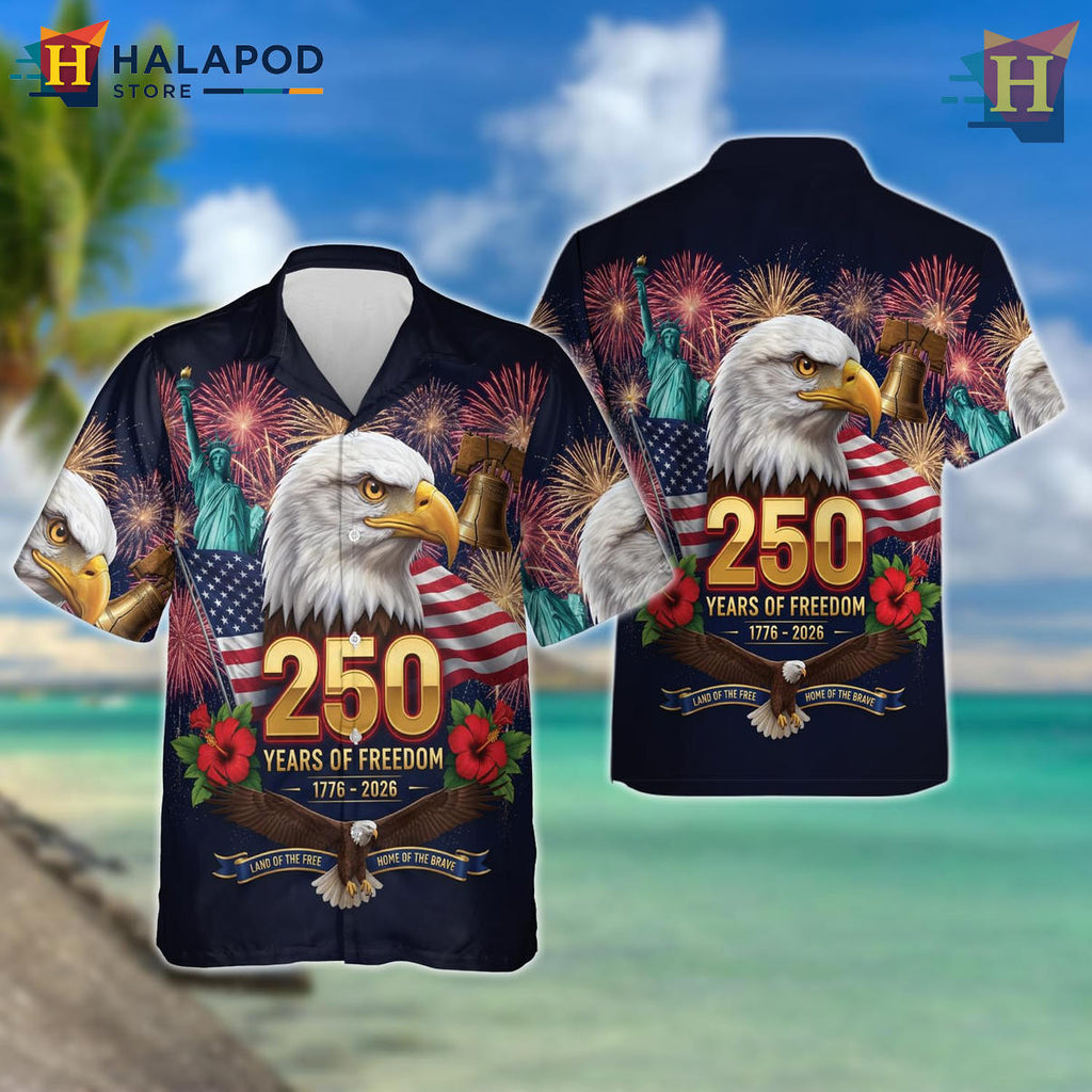 America Patriotic 250th Hawaiian Shirt 2026 Fourth Of July Fan Apparel Gear