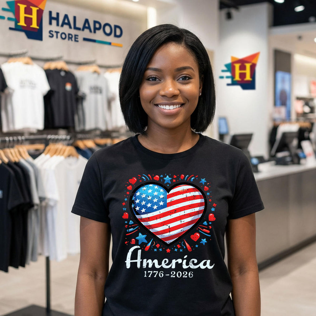 America US Flag Heart 250th Shirt 2026 Women Kids 1776 Anniversary Apparel