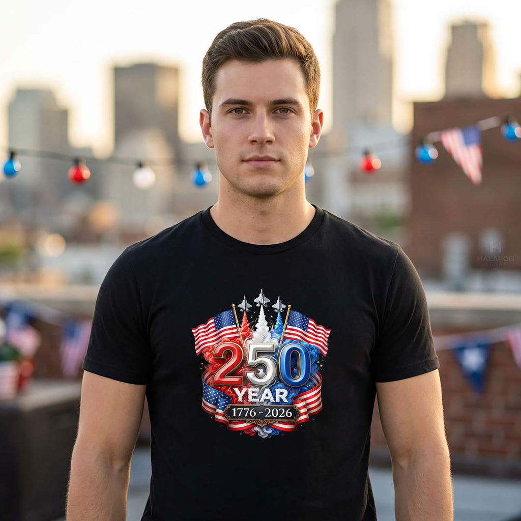American 250th Anniversary Shirt With Patriotic USA 4th Of July Graphic Art