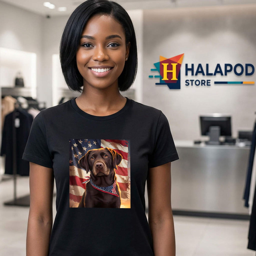 American Flag Chocolate Labrador Shirt 4th Of July Dog Patriotic Graphic Mens