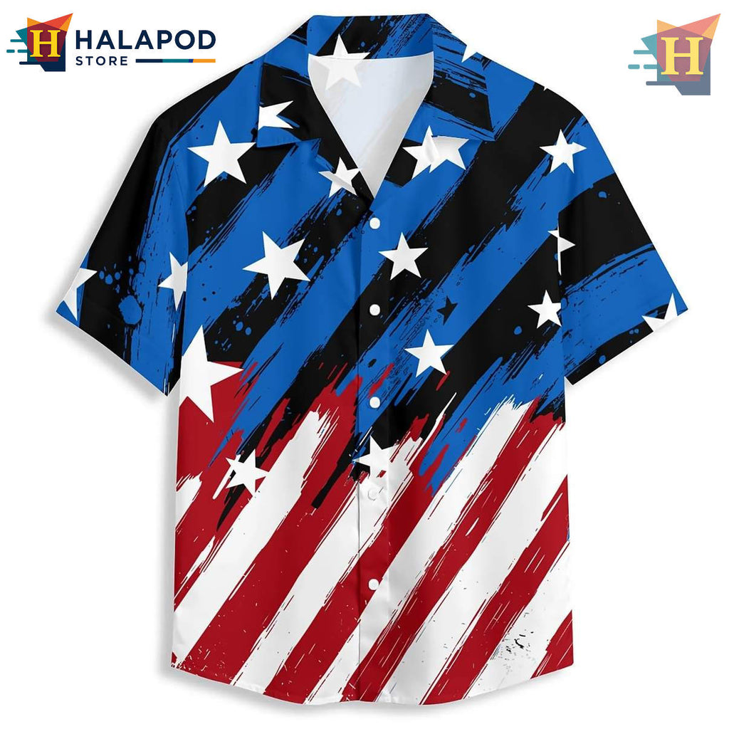 American Flag Hawaiian Shirt Cool 3D Graphic Mens Casual Beachwear Button Down