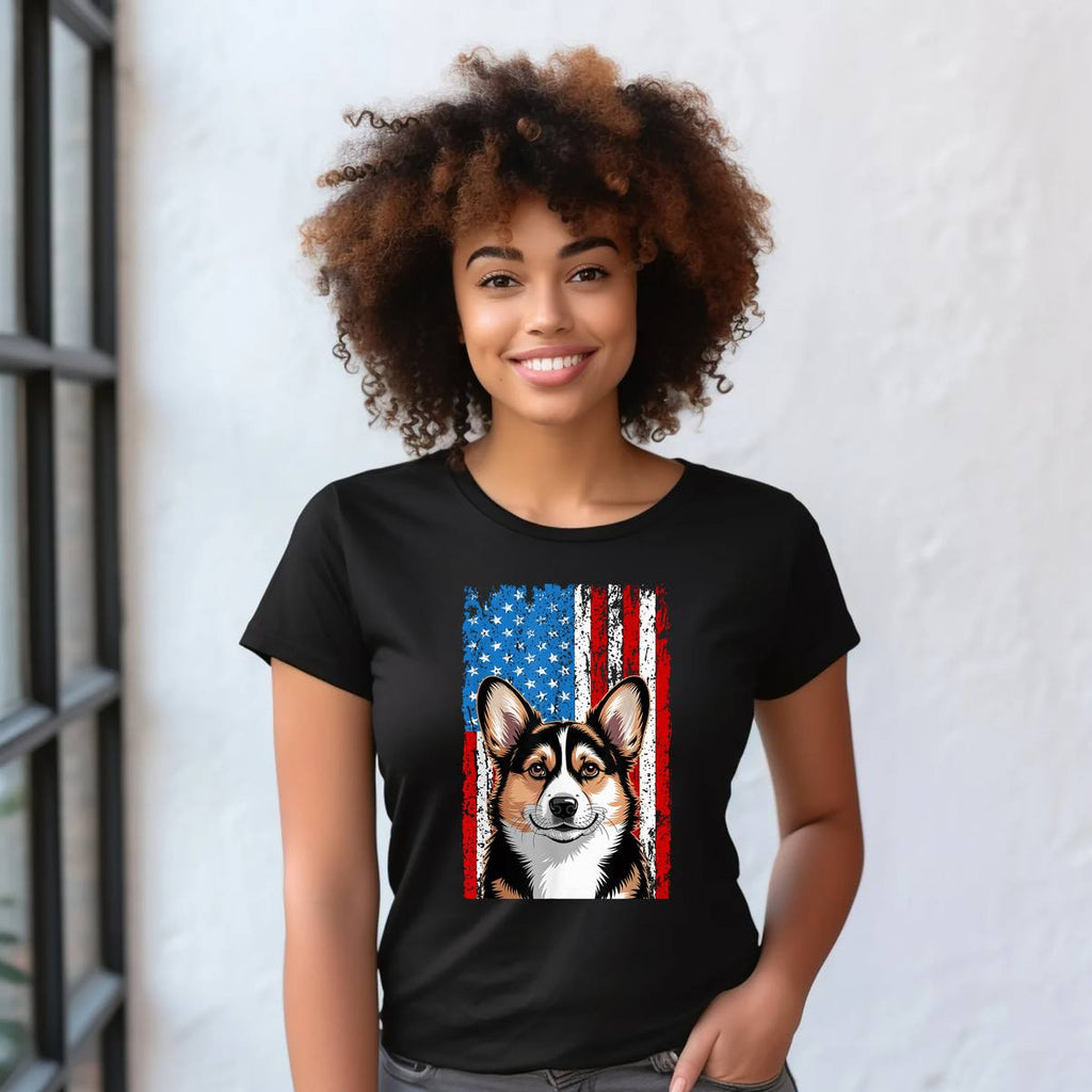 American Flag Tricolor Corgi Shirt 4th Of July Patriotic Graphic For Mens