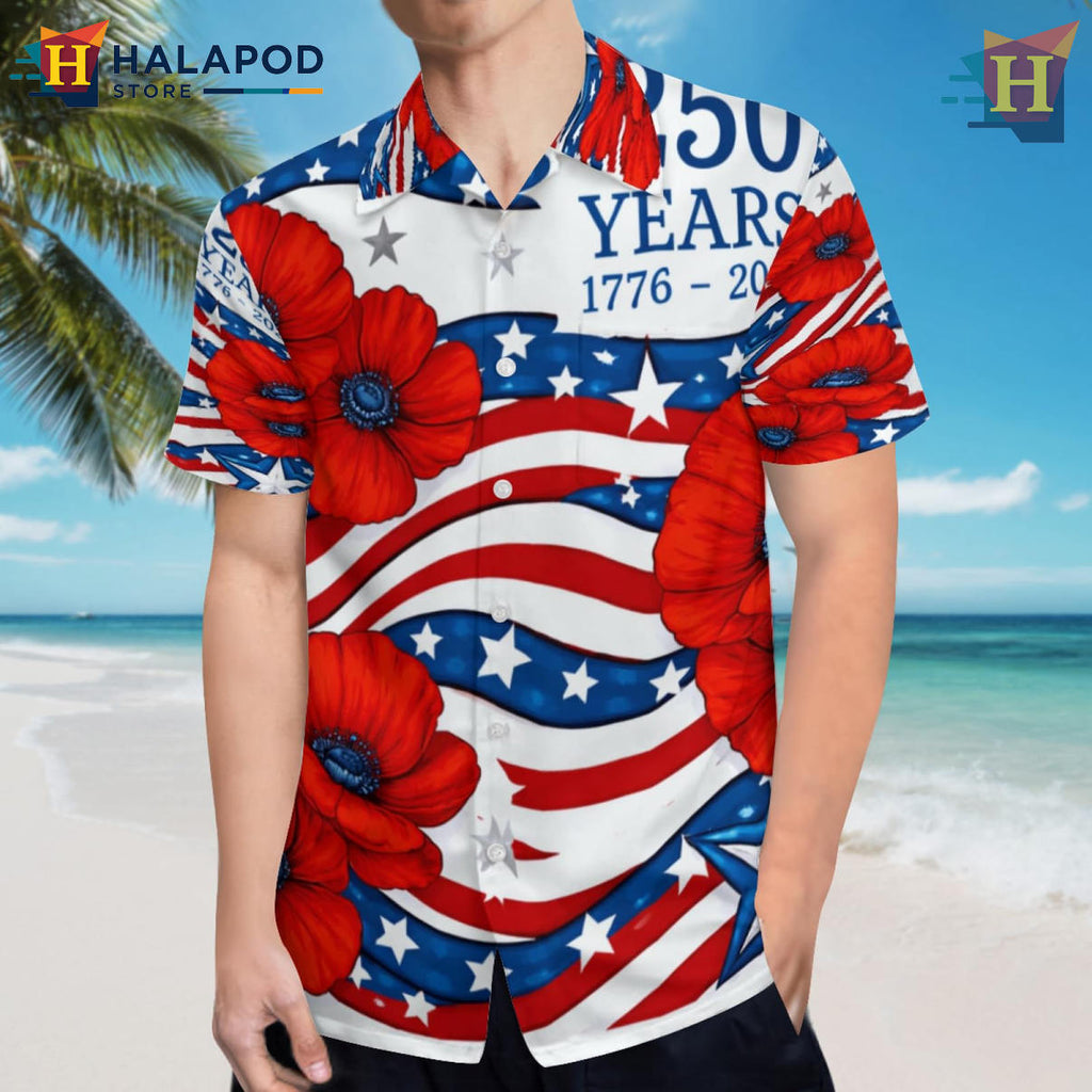 Art Print American 250th Hawaiian Shirt 2026 Patriotic Independence Fan Gear