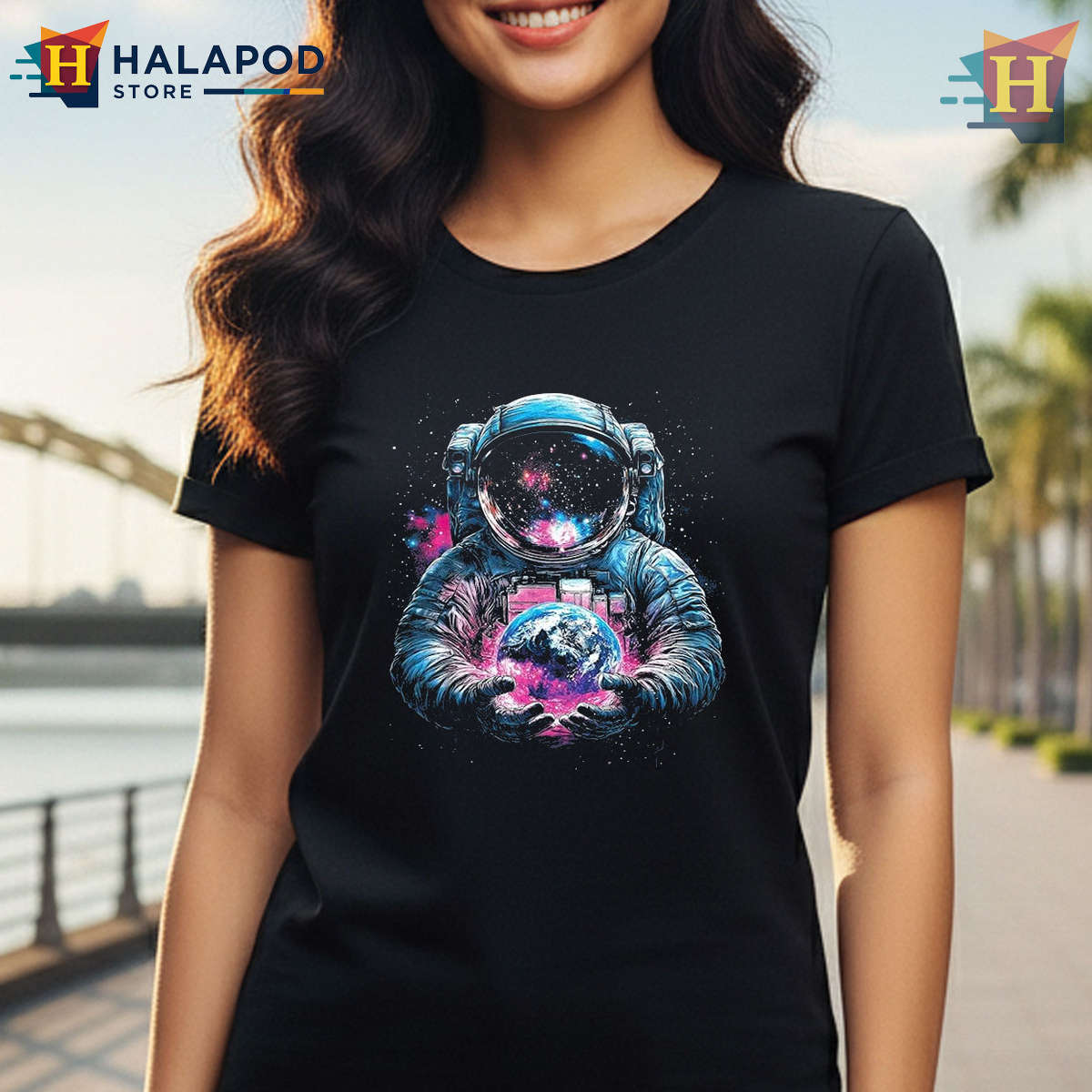 Astronaut Galaxy Space Shirt Planet Earth Universe Science Graphic Tee