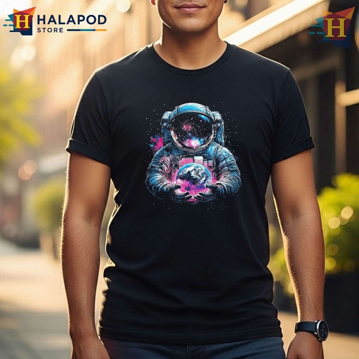 Astronaut Galaxy Space Shirt Planet Earth Universe Science Graphic Tee