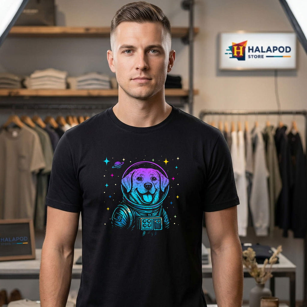 Astronaut Labrador Retriever Galaxy Shirt Colorful Space Dog Lover Graphic Mens