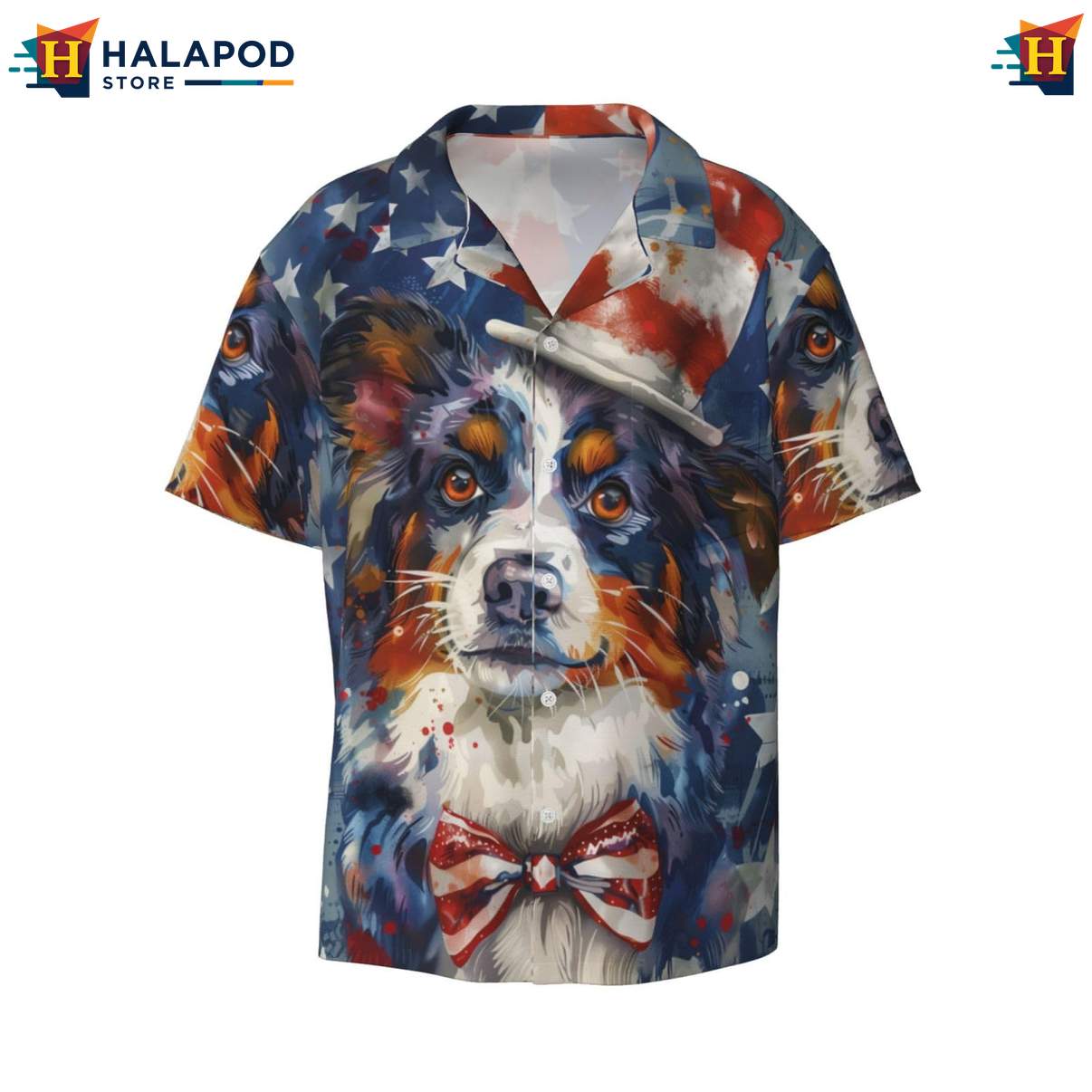 Australian Shepherd Hawaiian Shirt Mens Dog Pattern Summer Beach Button Down