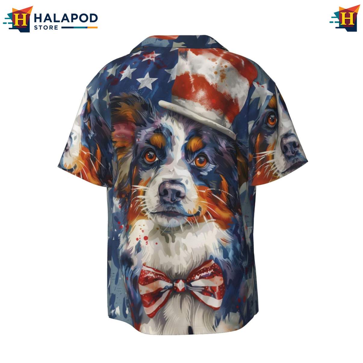 Australian Shepherd Tropical Shirt Mens Dog Pattern Summer Beach Button Down
