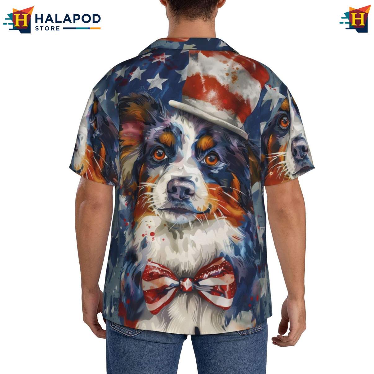 Australian Shepherd Aloha Shirt Mens Dog Pattern Summer Beach Button Down