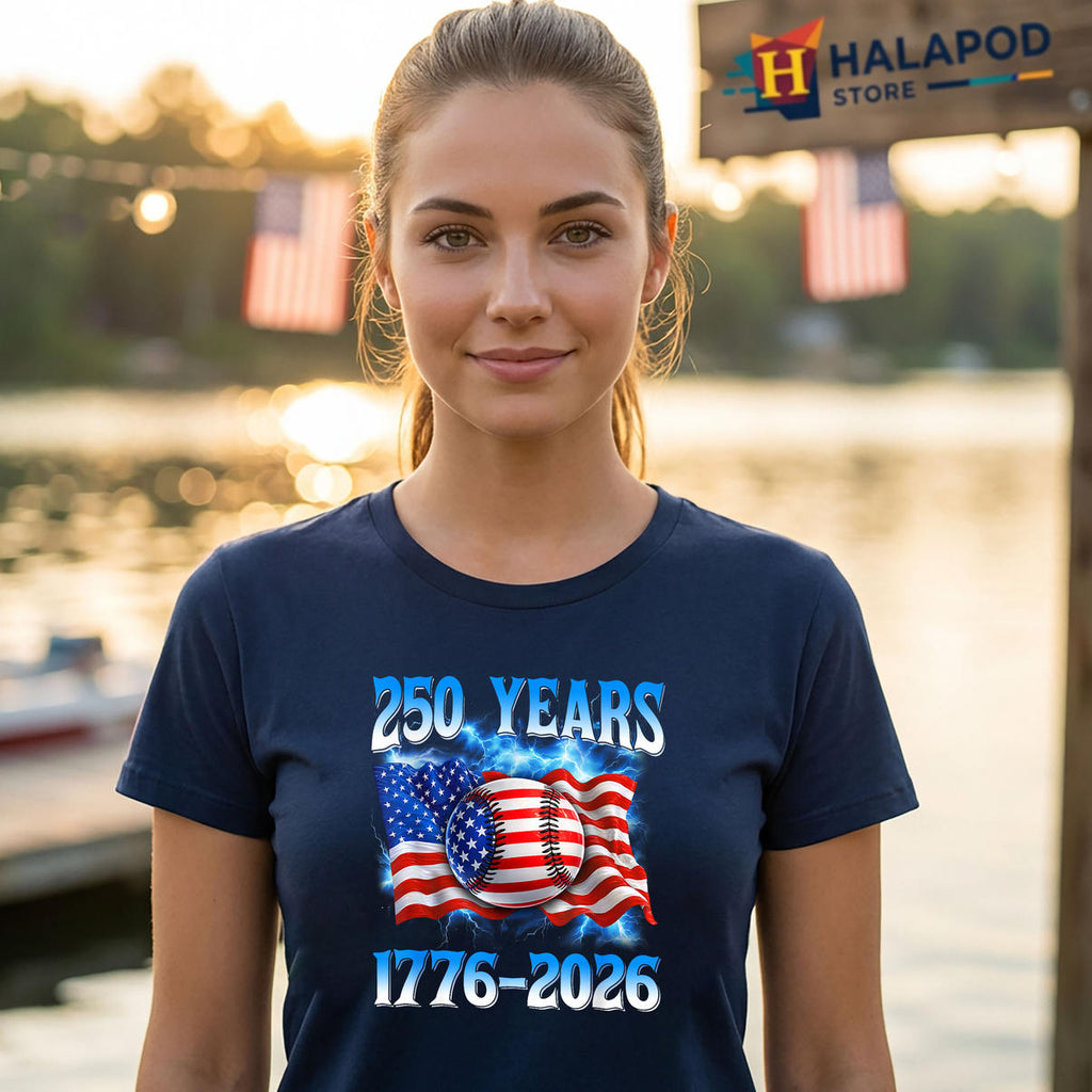 Baseball American Flag 250th Shirt 2026 Fourth Of July USA Fan Apparel Gear