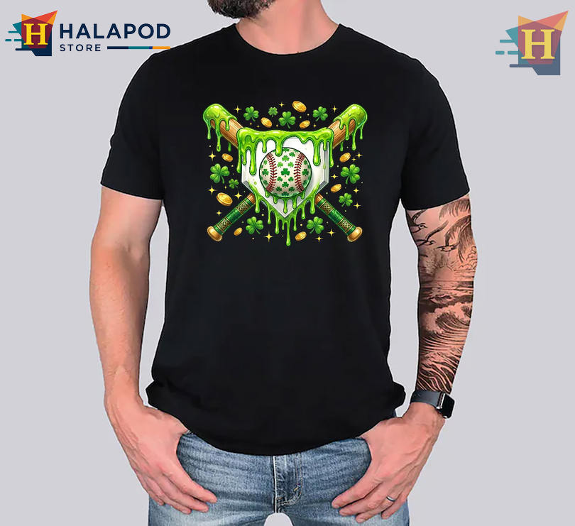 Baseball Drip Ice Cream Plate St Patricks Day Shirts Funny Sports Style