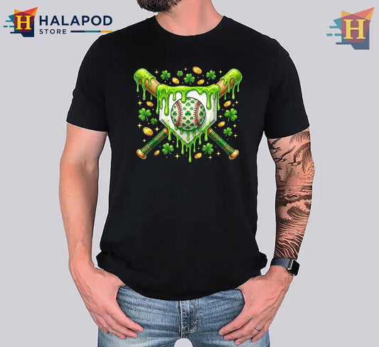 Baseball Drip Ice Cream Plate St Patricks Day Shirts Funny Sports Style