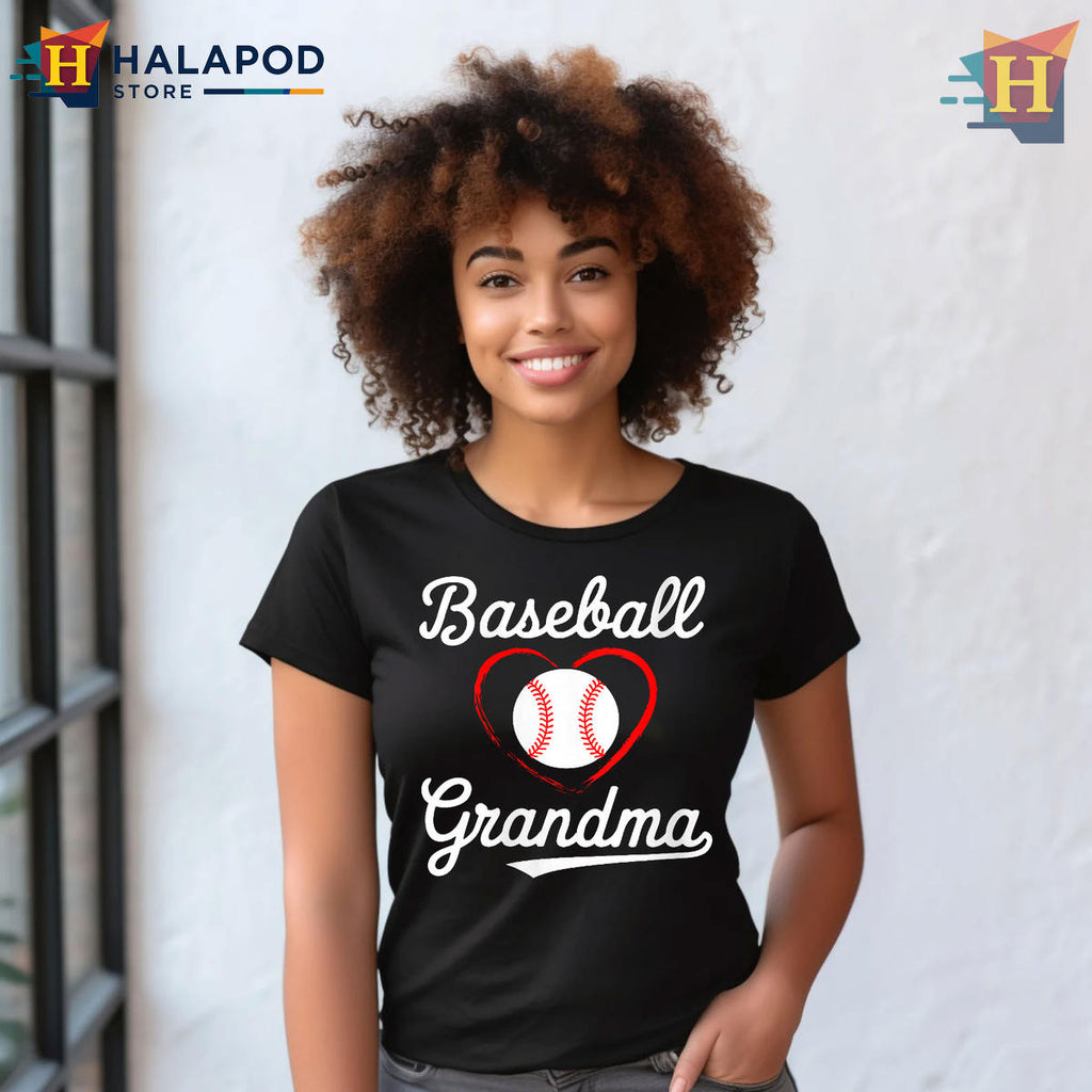 Baseball Grandma Heart Design Mothers Day Shirt For Women