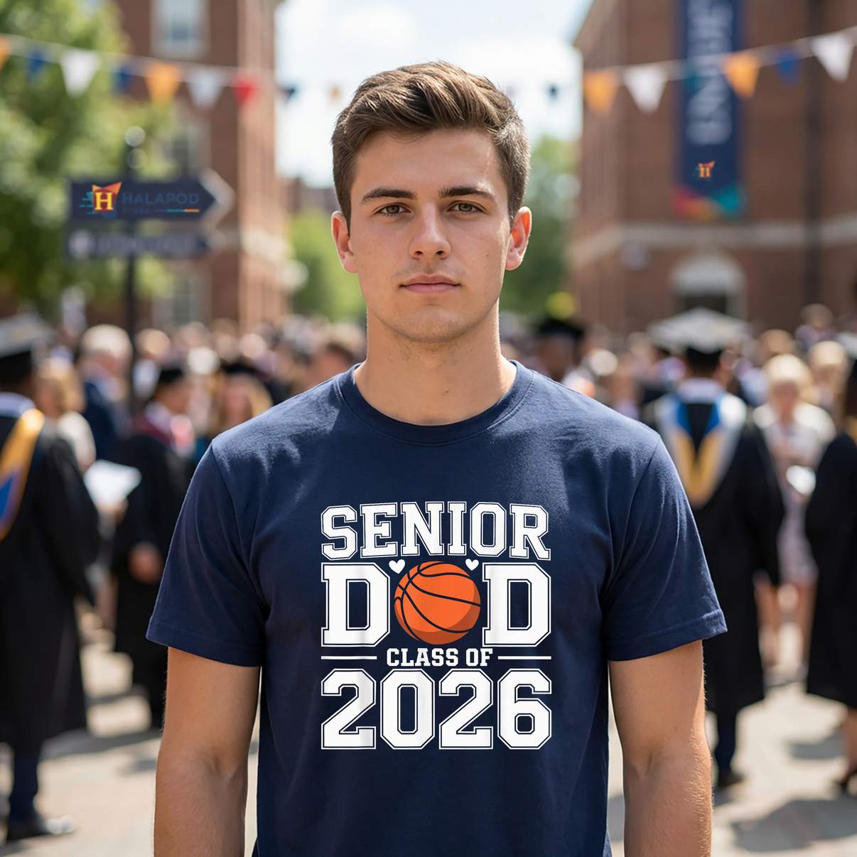 Basketball Dad Class Of 2026 Tee Shirt Cute Senior Graduation Graphic Design Mens