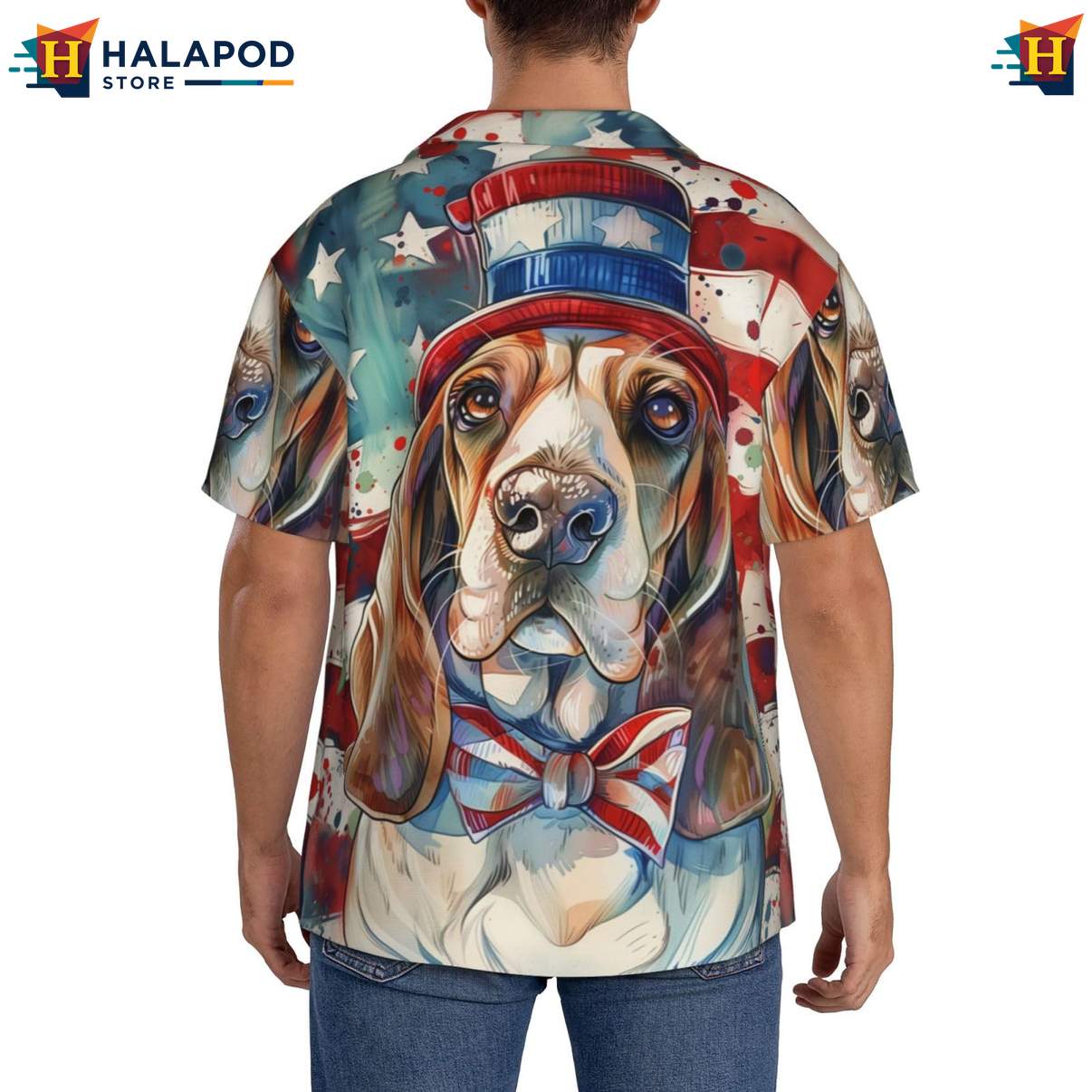 Basset Hound Aloha Shirt Mens Dog Pattern Summer Casual Beach Button Down