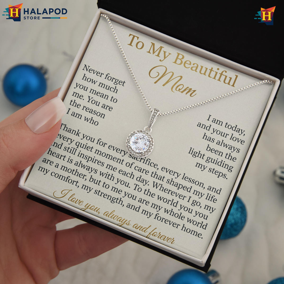 Beautiful Mom Message Card Pendant - My Forever Home Mothers Day 2026