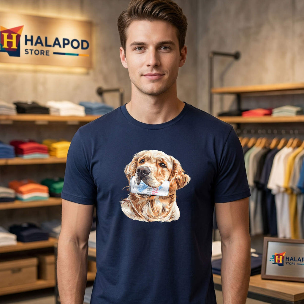 Beer Golden Retriever Shirt Happy Pet Lover Dog Dad Casual Graphic Mens