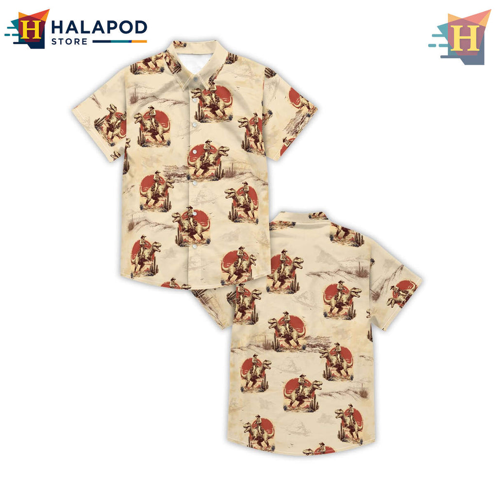 Beige Hawaiian Shirt Summer Beach Tropical Vacation Print Casual Aloha Apparel
