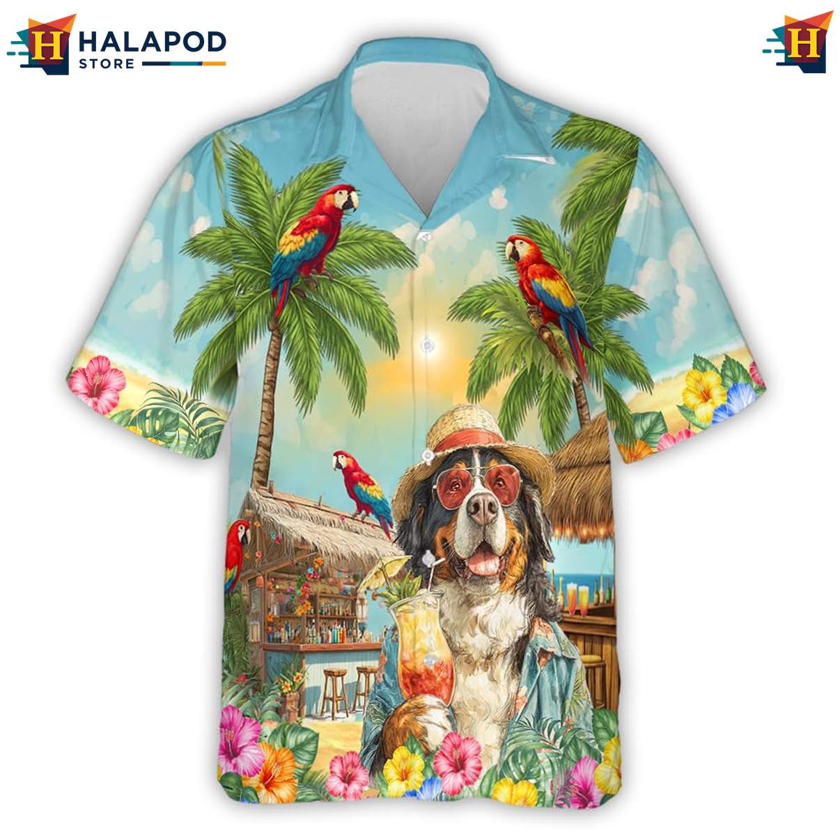 Bernese Mountain Dog Hawaiian Shirt Funny Pattern Mens Summer Beach Clothing