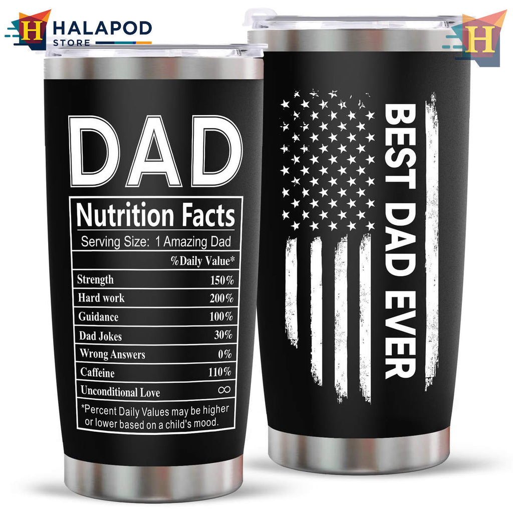 Best Dad Ever Black Tumbler 2026 Dad Nutrition Facts Fathers Day Gift For Men