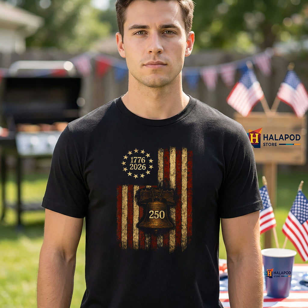 Betsy Ross Flag Liberty Bell Shirt July 4th 250th Birthday Graphic For Mens