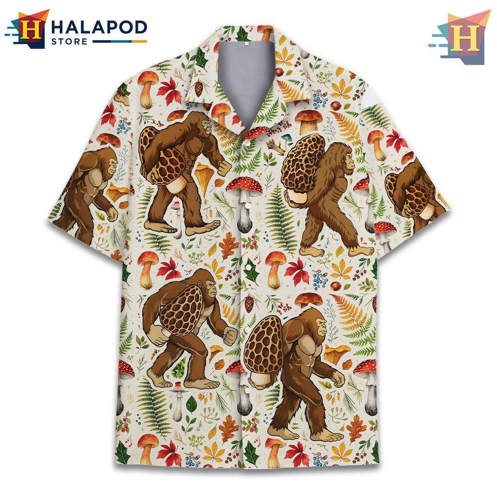 Bigfoot Mushroom Tropical Hawaiian Shirt 2026 Summer Beach Mens Fan Apparel