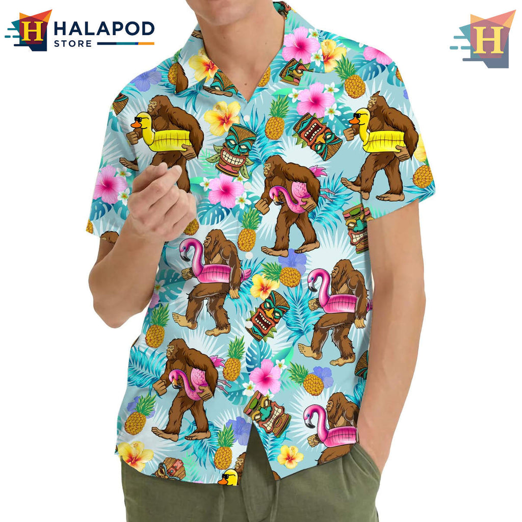 Bigfoot Tiki Casual Hawaiian Shirt 2026 Tropical Summer Beach Mens Fan Apparel