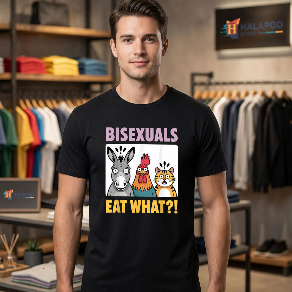 Bisexuals Eat What Animals Fun Shirt 2026 Funny Gay Pride LGBTQ Fan Apparel
