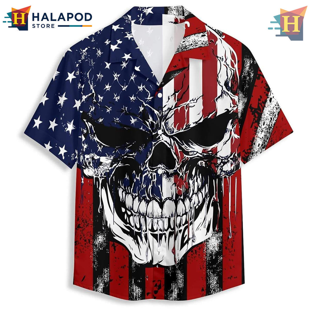 Black Flag Skull Hawaiian Shirt American 3D Graphic Novelty Casual Beachwear