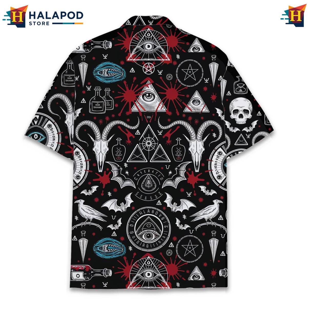 Black Gothic Funny Short-sleeve button-up shirt Alien UFO Short Sleeve Button Down Tops